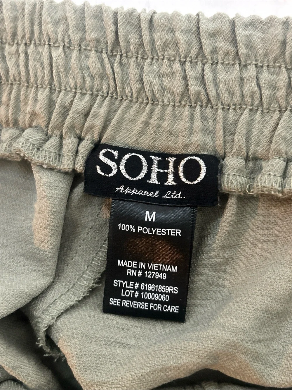 Soho Sage Green Jogger Pants Elastic Waistband Size Medium